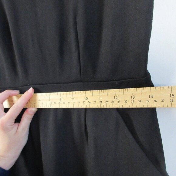 Quince Ultra Stretch Ponte Cap Sleeve Dress S Black Rayon Mini Career Office 414 - Picture 11 of 13